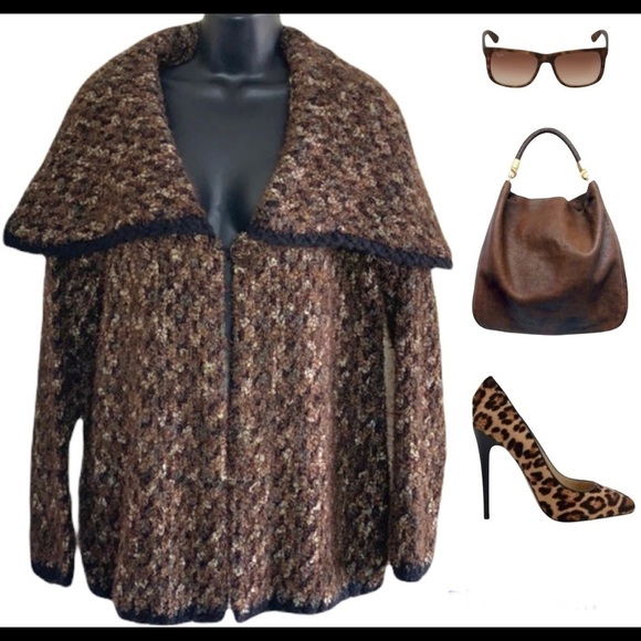 Vintage🧚♀️Brown Susan Bristol wool blend knitted cardigan Size L - Picture 10 of 11